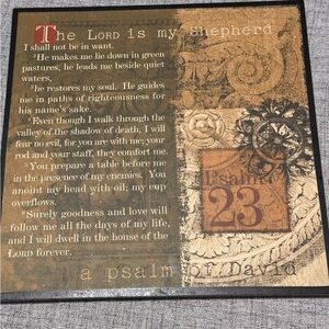 Demdaco Psalm 23 Scripture Art Print - Brown & Tan